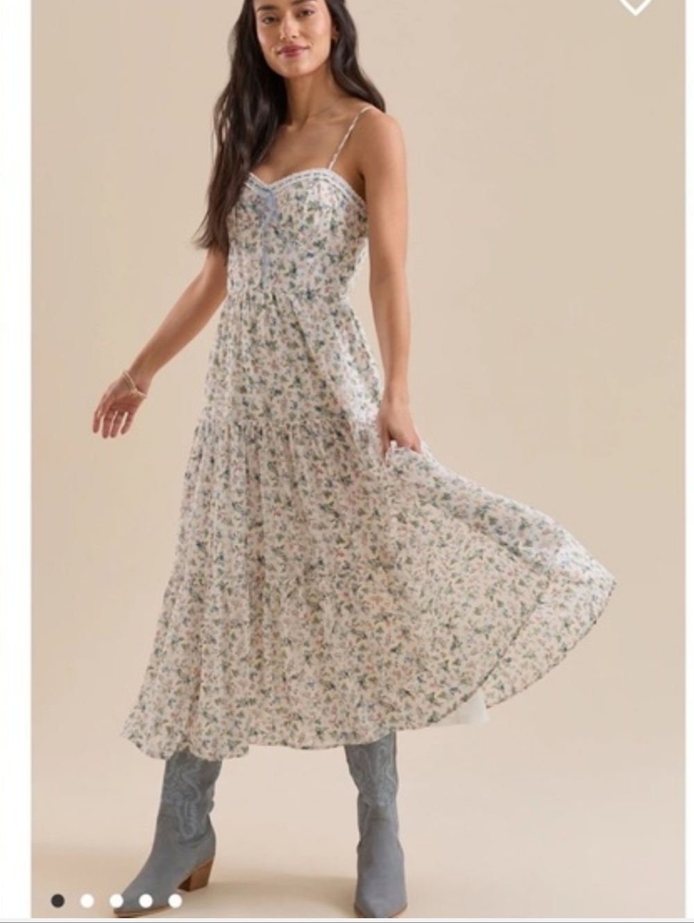 NWT Altar'd State Esperanza Floral White Tiered Midi Dress M
